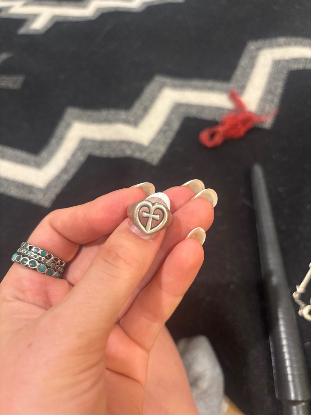 Heart Cross Sterling Silver ring - Silver